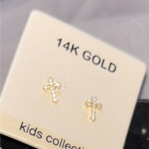 T.J.Maxx 14K Gold Kids Cross Earrings